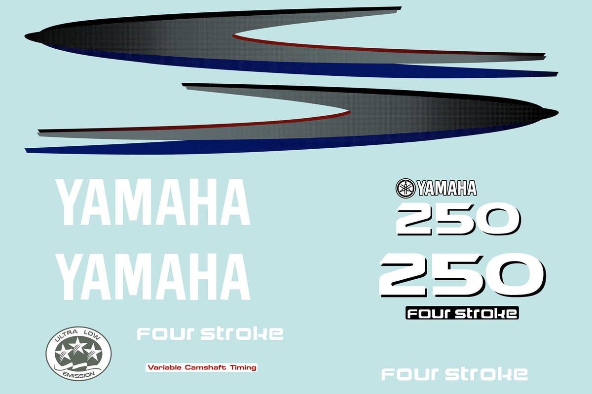 Yamaha 250 For YAMAHA F 250 Four Stroke. SILVER Vinyl Decal Set From Außenborder Aufkleber