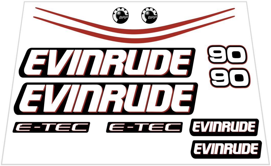 Evinrude E-tec 90hp Aftermarket Decal Kit