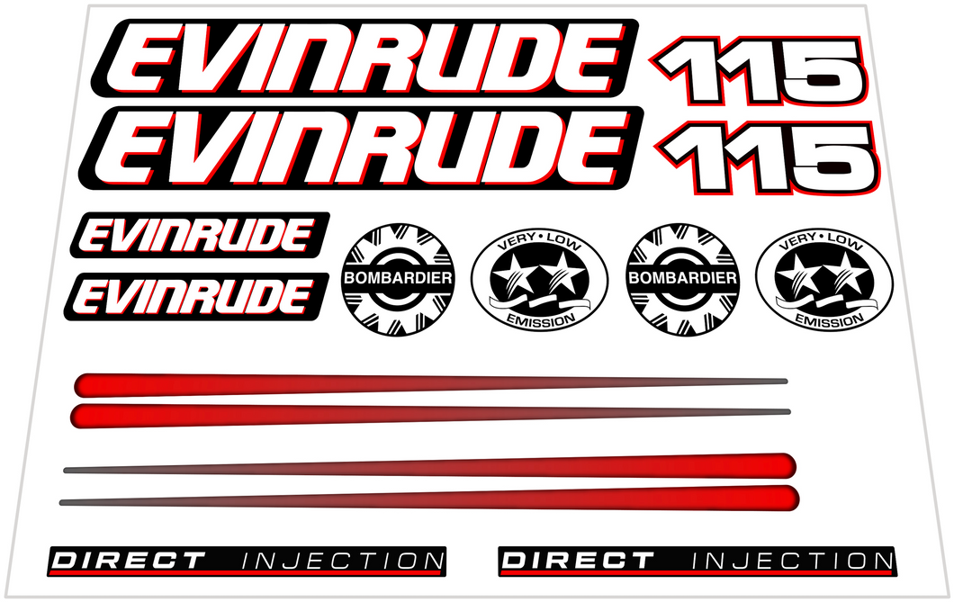 Evinrude 115hp Direct Injection Decal Kit