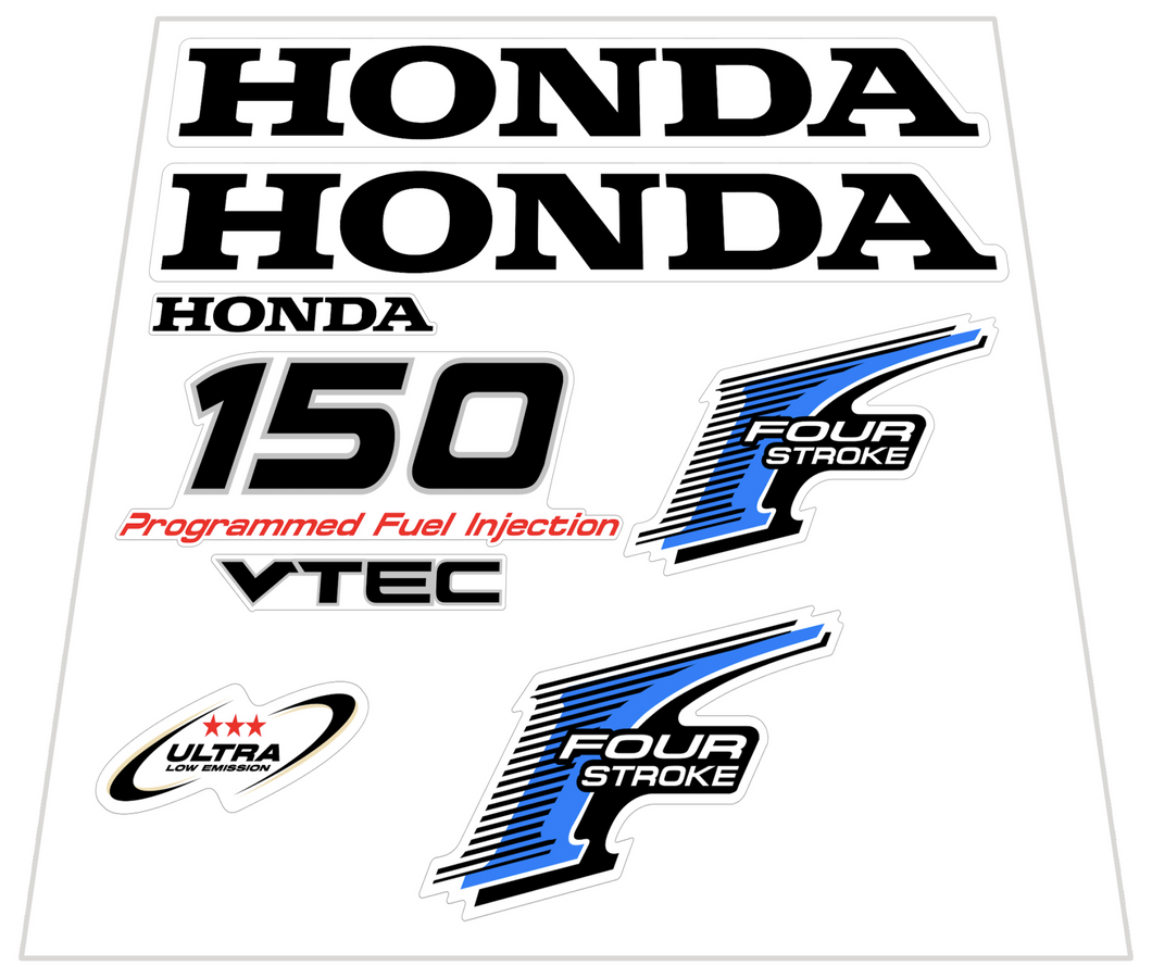 Honda 150hp V-tec Aftermarket Decal Kit