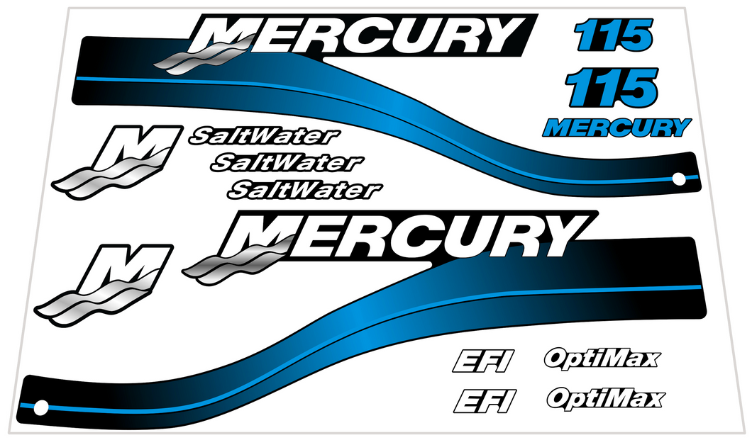 Mercury 115hp Saltwater Aftermarket Decal kit