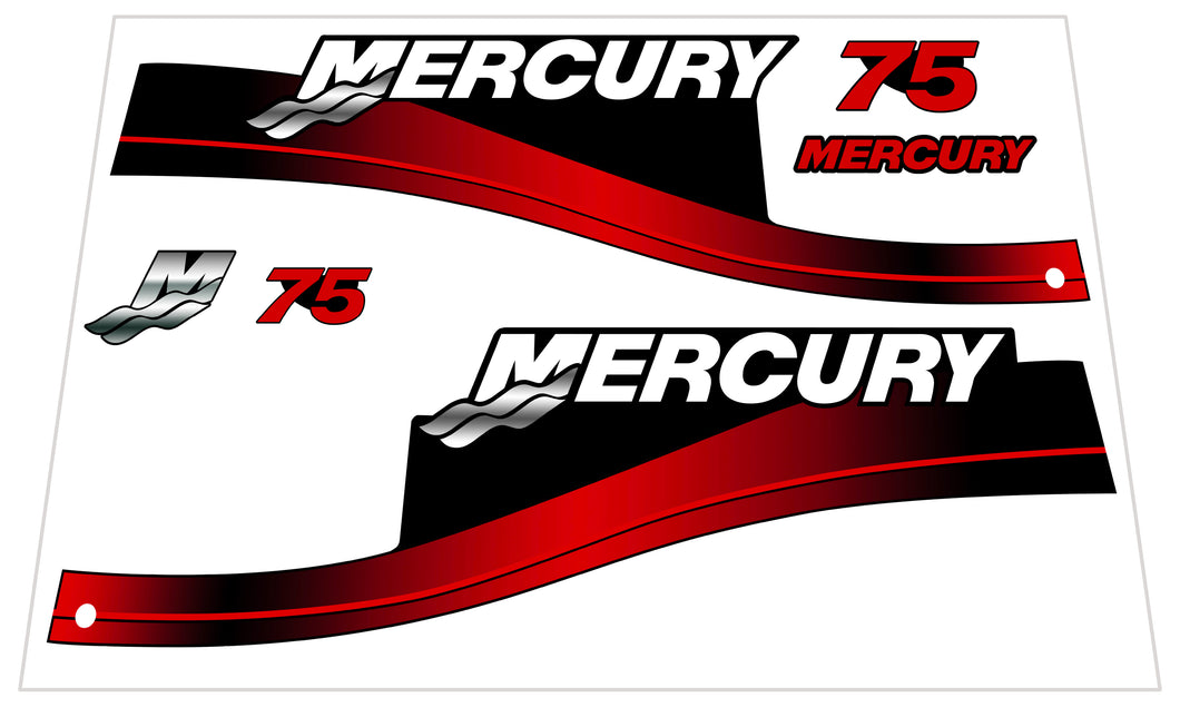 Mercury 75hp Two-Stroke Aftermarket Decal Kit