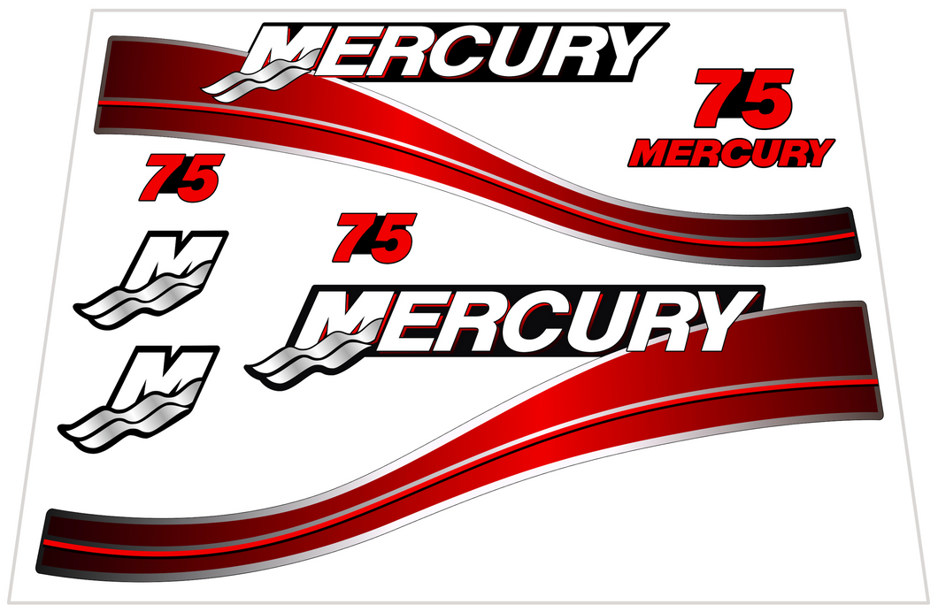 Mercury 75hp Two Stroke Decal Kit - White