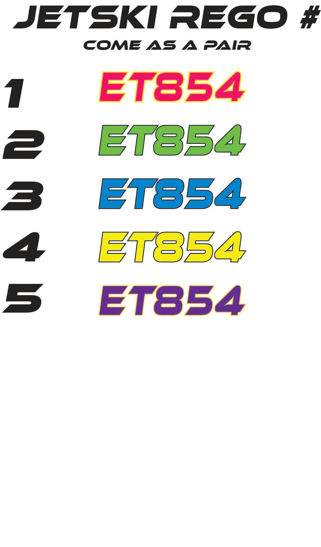 Jetski Registration Number - Colour / Outlined