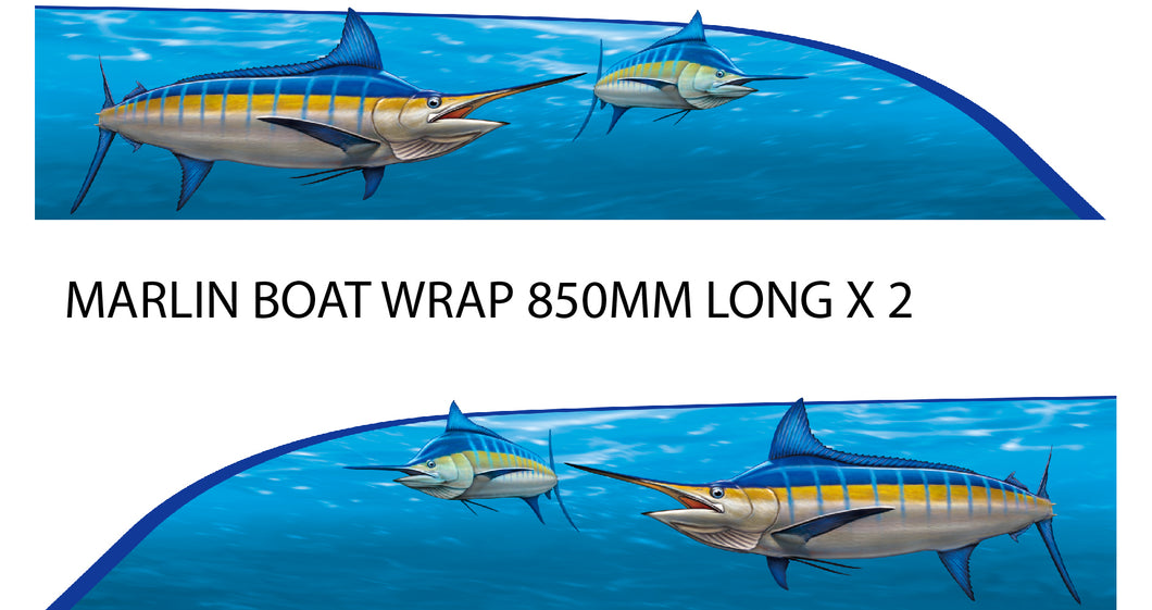 *MARLIN BOAT WRAP - 850MM X 220MM - Other sizes and fish available