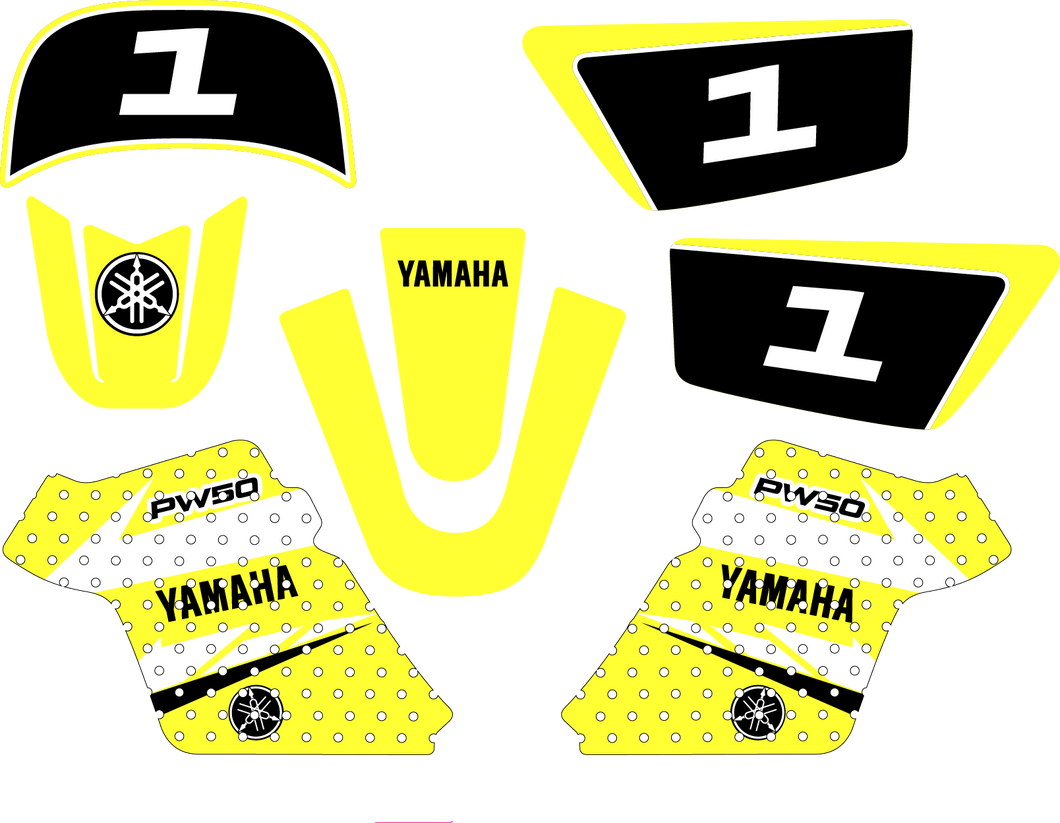 Yellow Racing Style Wrap for Yamaha PW50