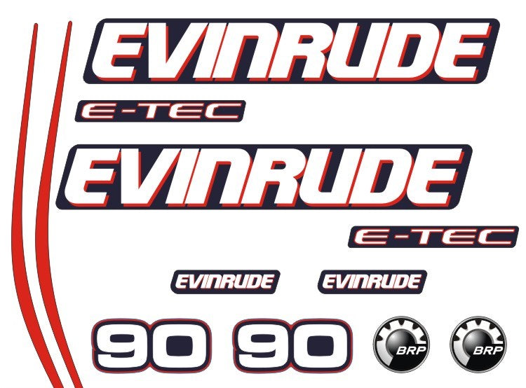 Evinrude E-tec 90hp Aftermarket Decal Kit